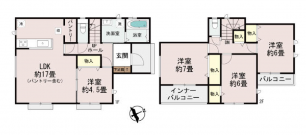 前橋市朝日町、新築一戸建ての間取り画像です