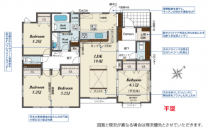 前橋市朝倉町、新築一戸建ての間取り画像です