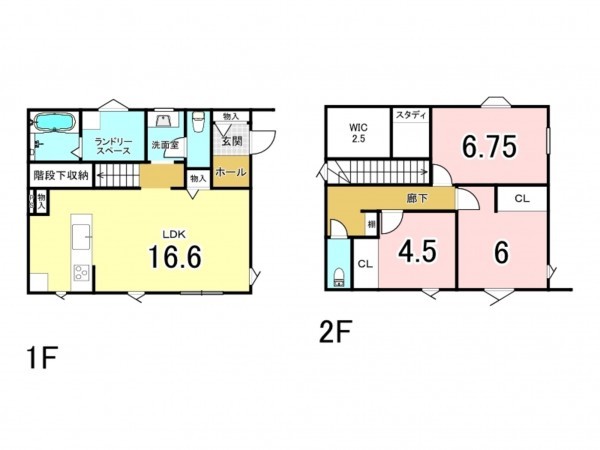 前橋市江木町、新築一戸建ての間取り画像です