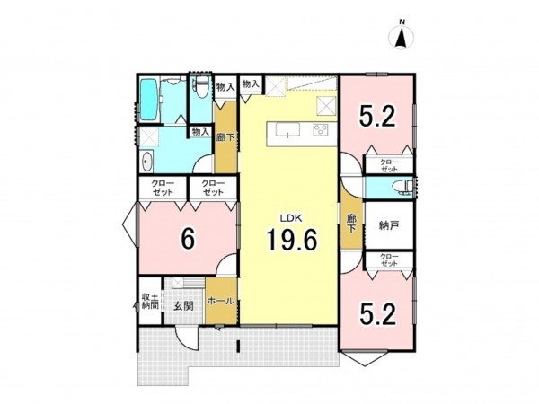 前橋市下細井町、新築一戸建ての間取り画像です