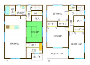 前橋市国領町、中古一戸建ての間取り画像です