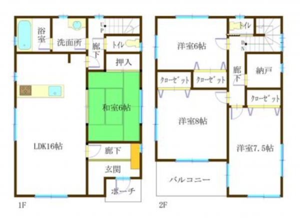 前橋市国領町、中古一戸建ての間取り画像です