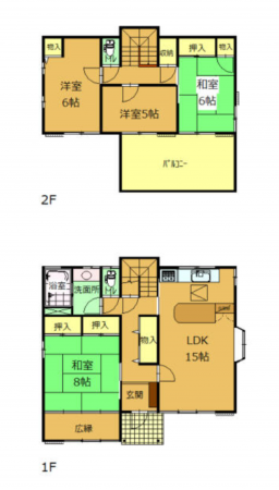 前橋市亀里町、中古一戸建ての間取り画像です