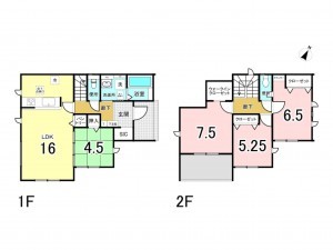 前橋市関根町、新築一戸建ての間取り画像です