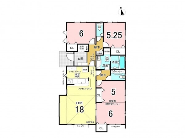 前橋市下新田町、新築一戸建ての間取り画像です