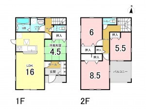 前橋市大利根町、新築一戸建ての間取り画像です
