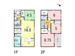 前橋市関根町、新築一戸建ての間取り画像です