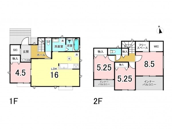前橋市北代田町、新築一戸建ての間取り画像です