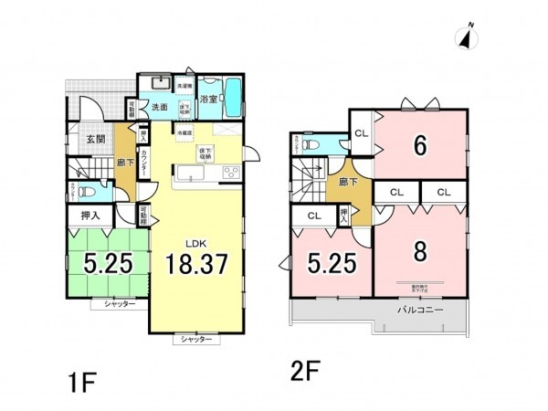 前橋市六供町、新築一戸建ての間取り画像です