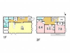 前橋市上沖町、中古一戸建ての間取り画像です