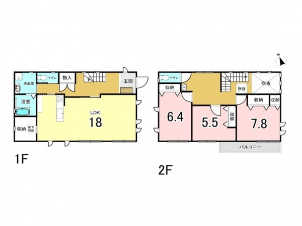 前橋市上沖町、中古一戸建ての間取り画像です