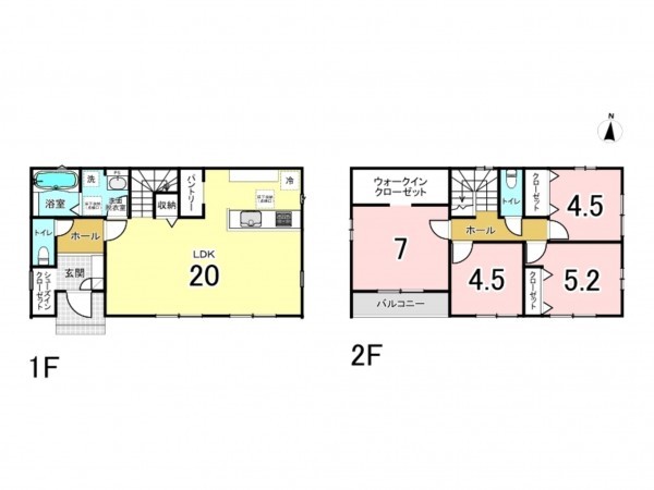 前橋市前箱田町、新築一戸建ての間取り画像です