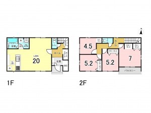 前橋市前箱田町、新築一戸建ての間取り画像です