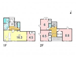 前橋市六供町、新築一戸建ての間取り画像です