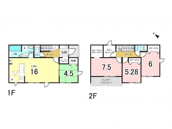 前橋市三河町、新築一戸建ての間取り画像です