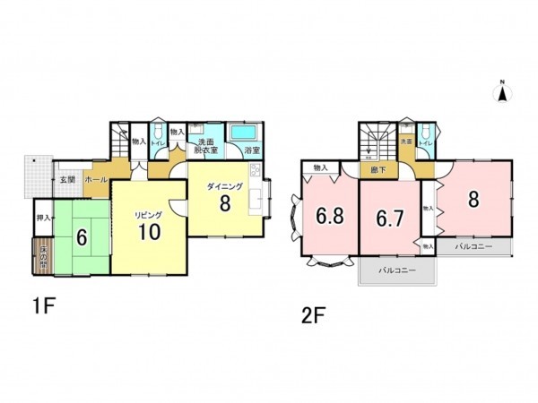 前橋市箱田町、中古一戸建ての間取り画像です