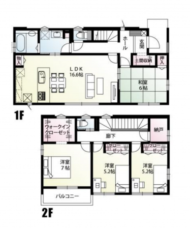 前橋市元総社町、新築一戸建ての間取り画像です