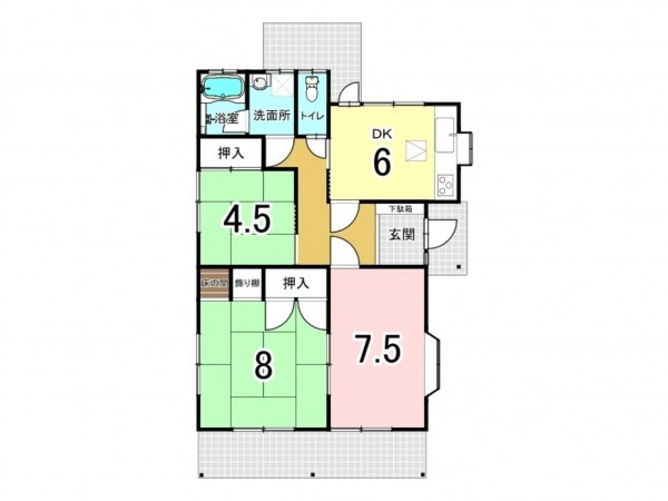 前橋市関根町、中古一戸建ての間取り画像です
