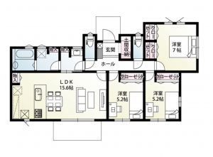前橋市青柳町、新築一戸建ての間取り画像です