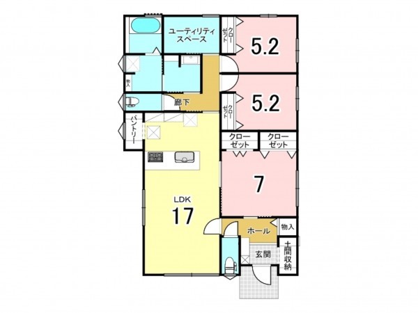 前橋市下細井町、新築一戸建ての間取り画像です