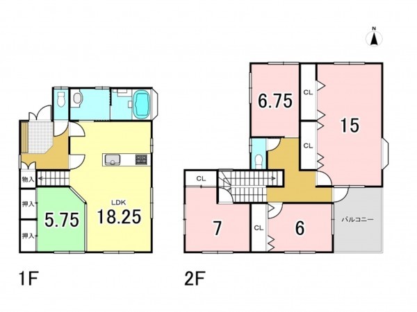 前橋市六供町、中古一戸建ての間取り画像です