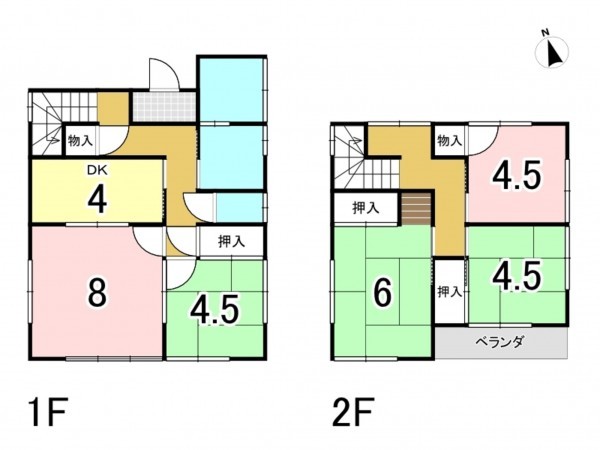 前橋市西片貝町、中古一戸建ての間取り画像です