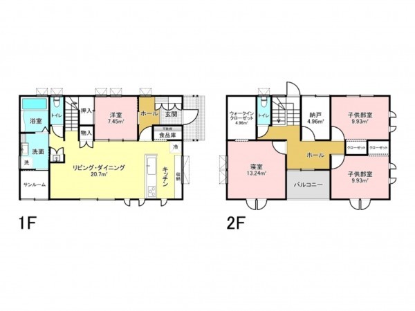 前橋市中内町、中古一戸建ての間取り画像です