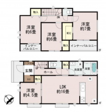 前橋市広瀬町、新築一戸建ての間取り画像です