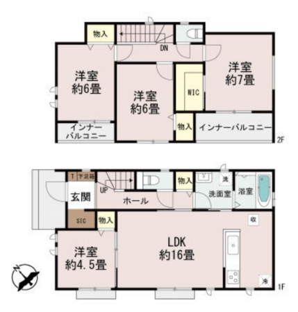 前橋市広瀬町、新築一戸建ての間取り画像です