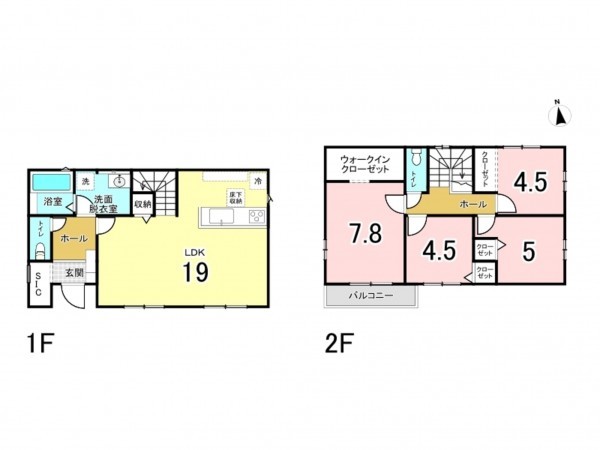前橋市北代田町、新築一戸建ての間取り画像です