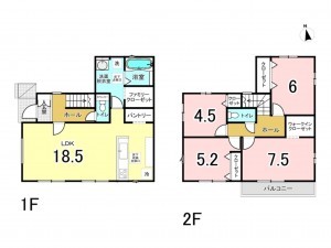 前橋市北代田町、新築一戸建ての間取り画像です