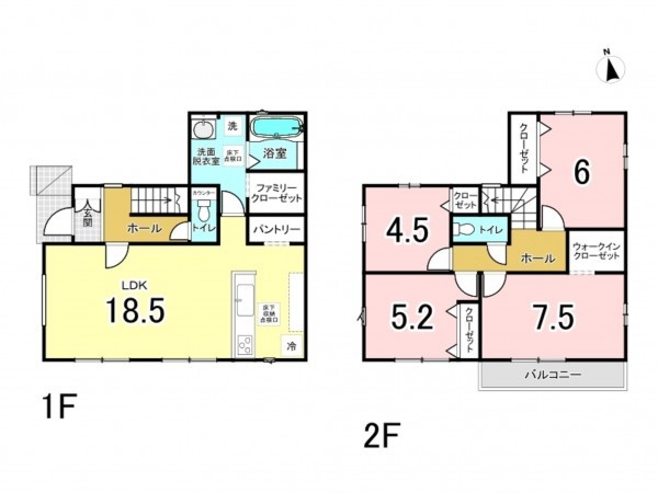 前橋市北代田町、新築一戸建ての間取り画像です