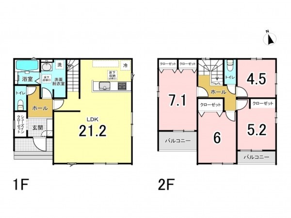前橋市北代田町、新築一戸建ての間取り画像です