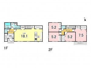 前橋市北代田町、新築一戸建ての間取り画像です