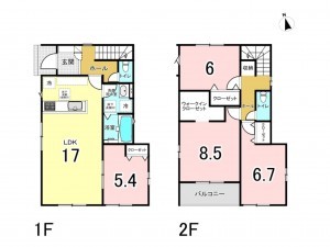 前橋市北代田町、新築一戸建ての間取り画像です