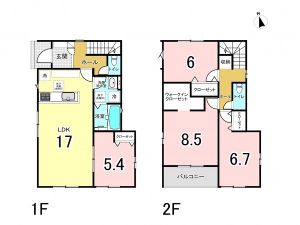前橋市北代田町、新築一戸建ての間取り画像です