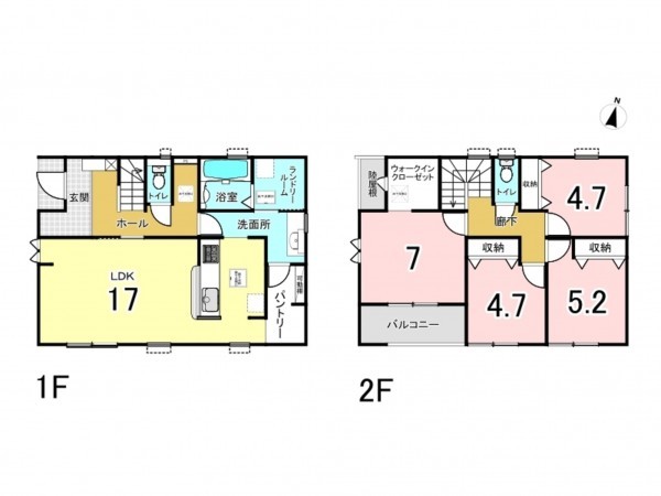 前橋市女屋町、新築一戸建ての間取り画像です