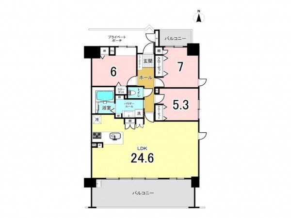 前橋市文京町、マンションの間取り画像です