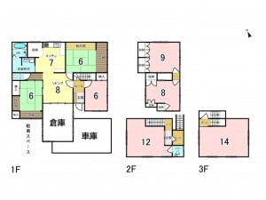 前橋市上細井町、中古一戸建ての間取り画像です