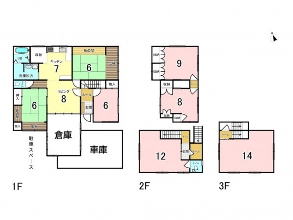 前橋市上細井町、中古一戸建ての間取り画像です