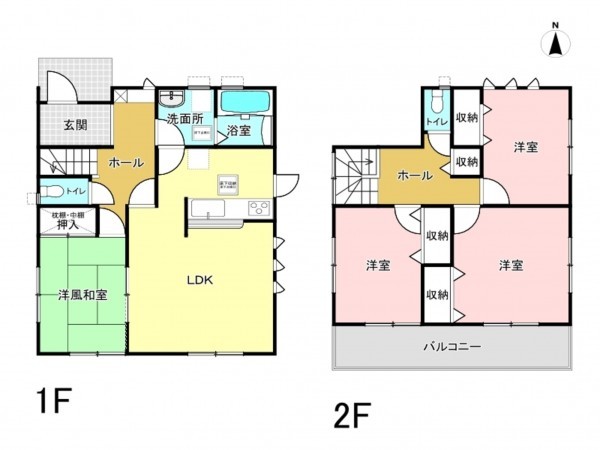 前橋市江田町、新築一戸建ての間取り画像です
