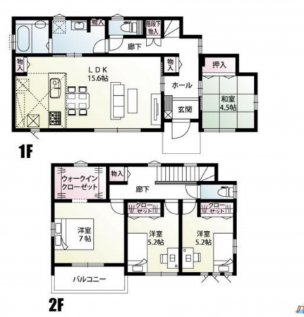 前橋市青柳町、新築一戸建ての間取り画像です