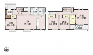 前橋市光が丘町、新築一戸建ての間取り画像です