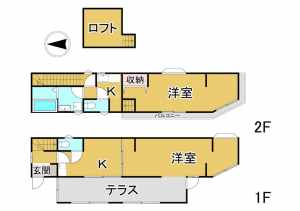 前橋市敷島町、収益物件/店舗付住宅の間取り画像です