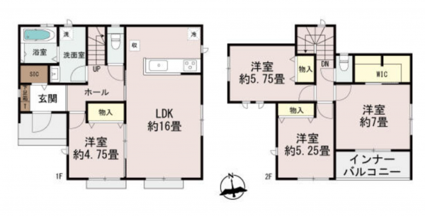 前橋市光が丘町、新築一戸建ての間取り画像です
