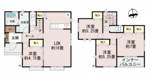 前橋市光が丘町、新築一戸建ての間取り画像です