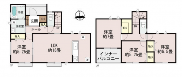 前橋市上新田町、新築一戸建ての間取り画像です