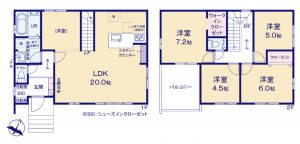 前橋市城東町、新築一戸建ての間取り画像です