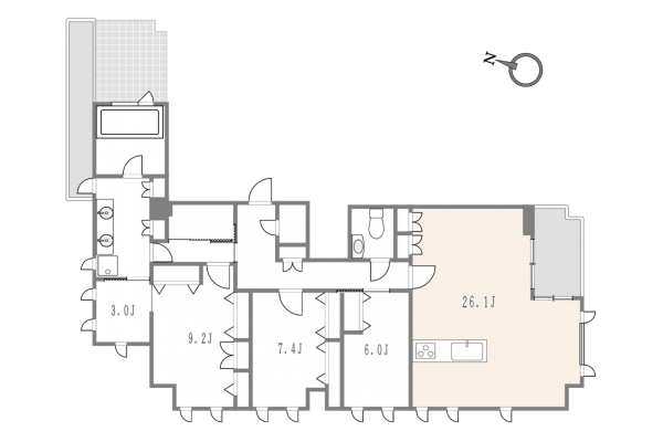渋谷区南平台町、マンションの間取り画像です