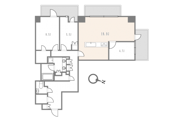 渋谷区東、マンションの間取り画像です